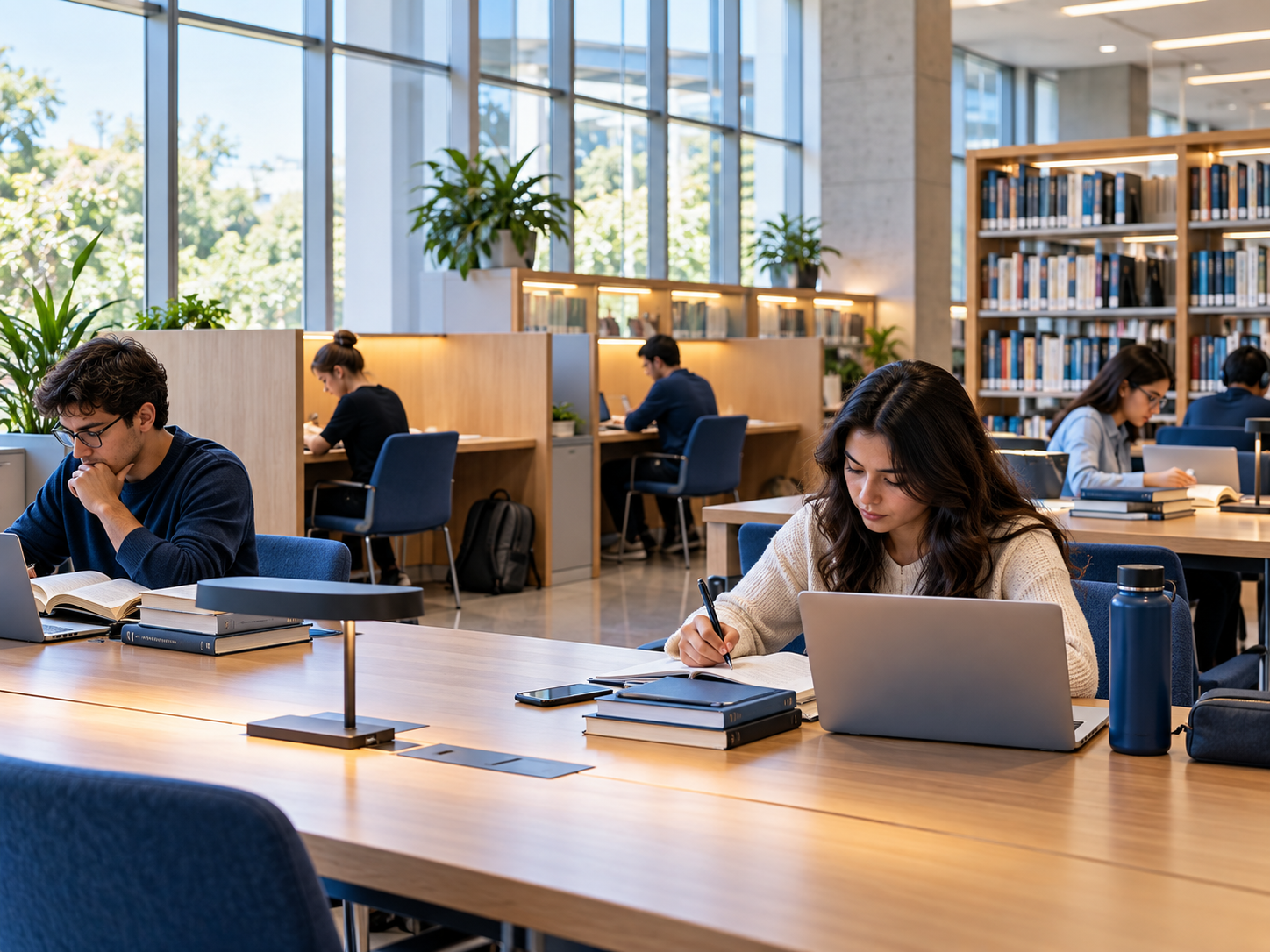 Ambiente de estudio y concentración en una biblioteca académica