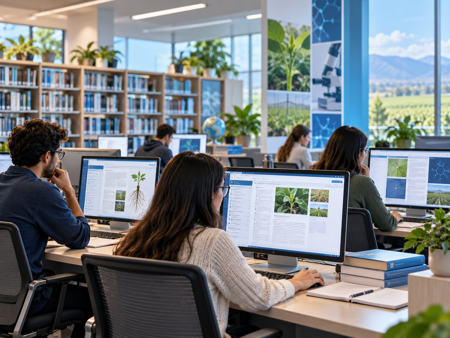 Sala interactiva con recursos digitales para investigación académica